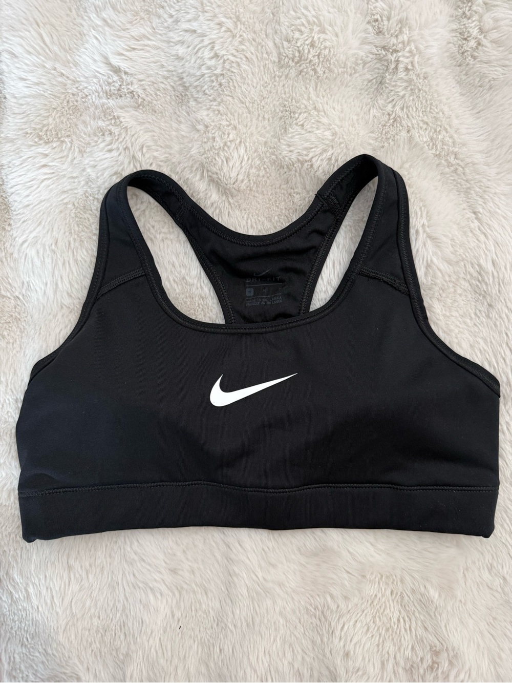 Nike Black Sports Bra with White Swoosh Racerback
